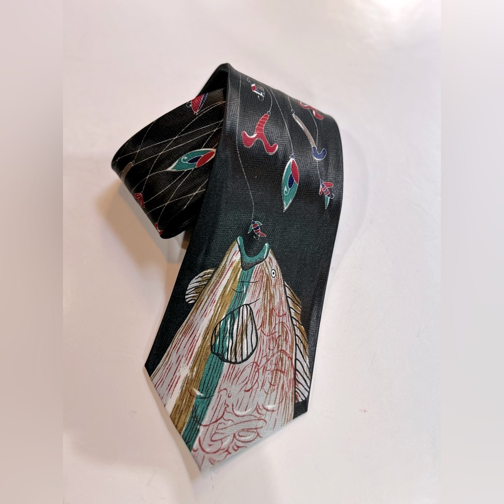 NWOT Keystone handmade neck tie. Fishing theme.